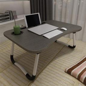 img 3 attached to 🛏️ Portable Laptop Bed Tray Table - Astoryou Foldable Lap Desk with Cup Slot, Notebook Stand Reading Holder for Breakfast, Reading Book, Watching Movie on Bed/Couch
