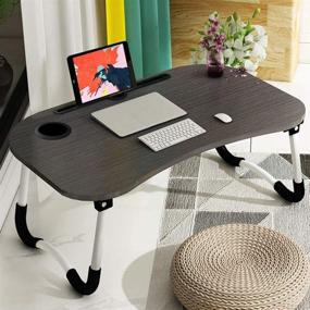 img 4 attached to 🛏️ Portable Laptop Bed Tray Table - Astoryou Foldable Lap Desk with Cup Slot, Notebook Stand Reading Holder for Breakfast, Reading Book, Watching Movie on Bed/Couch