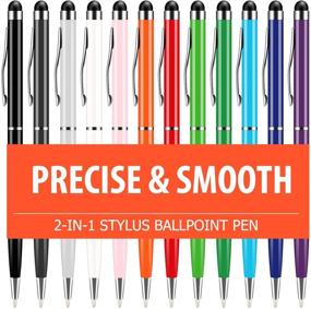 img 4 attached to 🖊️ UROPHYLLA Stylus Pen: 2-in-1 Capacitive Stylus Ballpoint Pen for iPad, Tablet, iPhone, Kindle, Samsung - Multicolor-12 Pack