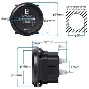 img 2 attached to 🕒 Professional Quartz Hour Meter Gauge for Marine Generator Engine, Boat Auto ATV Snowmobile, Lawn Mower Tractors, Vehicles, Cars, Trucks - AUTOUTLET Mechanical Round Hourmeter AC/DC 6V-80V, 2 Inch