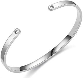 img 1 attached to 📿 Simple 4mm Stainless Steel Stacking Cuff Bangle Bracelet by Jude Jewelers