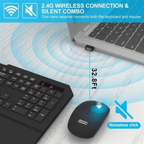 img 3 attached to 🔌 Full-Sized Wireless Keyboard and Mouse Combo - EDJO 2.4G with Palm Rest, Silent Keypad, and Adjustable 3 Level DPI - Compatible with Windows, Mac OS, PC, Laptop, and Desktop