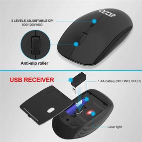 img 2 attached to 🔌 Full-Sized Wireless Keyboard and Mouse Combo - EDJO 2.4G with Palm Rest, Silent Keypad, and Adjustable 3 Level DPI - Compatible with Windows, Mac OS, PC, Laptop, and Desktop