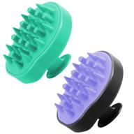 👩 heeta 2-pack hair scalp massager brush - updated soft silicone bristles, wet and dry use - head massager scalp scrubber for hair growth (black & green) logo