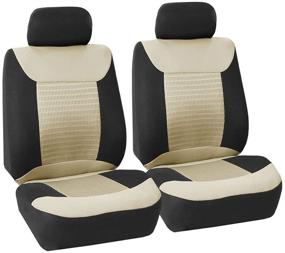img 4 attached to 🛋️ FH Group FB062BEIGE102 Seat Cover - Premium Fabric with 3D Air Mesh, Airbag Compatible (Set of 2) in Beige