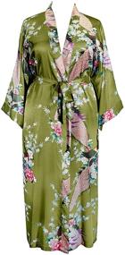 img 4 attached to 🌺 Floral Satin Kimono Long Robe for Plus Size Women: Applesauce 838 (One-Size fits Most US 1X 2X 3X)