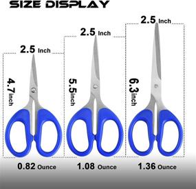 img 2 attached to ✂️ ATO-DJCX Household Scissors Set: All-Purpose Stainless Steel Razor Blades for School, Office, Crafting. Family Daily Use, Blue Scissors – 4.7/5.5/6.3inch