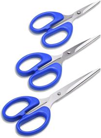 img 3 attached to ✂️ ATO-DJCX Household Scissors Set: All-Purpose Stainless Steel Razor Blades for School, Office, Crafting. Family Daily Use, Blue Scissors – 4.7/5.5/6.3inch