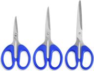 ✂️ ato-djcx household scissors set: all-purpose stainless steel razor blades for school, office, crafting. family daily use, blue scissors – 4.7/5.5/6.3inch logo