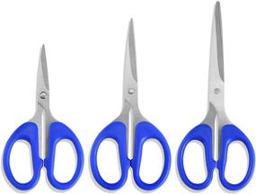 img 4 attached to ✂️ ATO-DJCX Household Scissors Set: All-Purpose Stainless Steel Razor Blades for School, Office, Crafting. Family Daily Use, Blue Scissors – 4.7/5.5/6.3inch