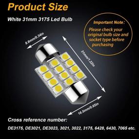 img 3 attached to DE3175 Festoon LED Car Bulb, 31mm 1.22in, Super Bright White, Pack of 6pcs - Ideal for Interior Map, Door, and Dome Lights - Fit for DE3021 DE3022 LED Car Bulb