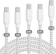 📱 apple mfi certified iphone charger, plmuzsz lightning cable 5-pack [3/3/6/6/10ft] – nylon braided fast charging compatible with iphone 12 pro max, 11 pro max, xs max, xr, 8, 8 plus, 7, 7 plus, 6s, 6s plus, se, ipad, and more logo