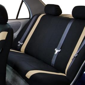 img 2 attached to 🚗 FH Group Cosmopolitan Flat Cloth Car Seat Covers - Airbag Compatible, Split Bench, Full Set with Gift - Suitable for Most Cars, Trucks, SUVs, or Vans (Beige)