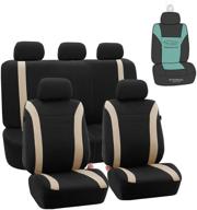 🚗 fh group cosmopolitan flat cloth car seat covers - airbag compatible, split bench, full set with gift - suitable for most cars, trucks, suvs, or vans (beige) logo