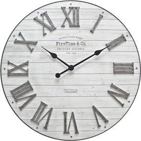 img 1 attached to Emmett Shiplap Wall Clock by FirsTime &amp; Co. - 27&#34;, Galvanized Silver Finish with White Accents