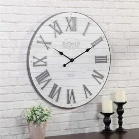 img 3 attached to Emmett Shiplap Wall Clock by FirsTime &amp; Co. - 27&#34;, Galvanized Silver Finish with White Accents