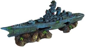 img 4 attached to 🚢 Penn Plax Aquarium Battleship Fish Tank Decor