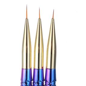 img 2 attached to WOKOTO Mermaid Fish Handle Fine Line Nail Art Detail Brush Set – 3Pcs/Set Including 3 Sizes of Liner and Striping Brushes