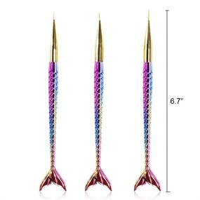 img 3 attached to WOKOTO Mermaid Fish Handle Fine Line Nail Art Detail Brush Set – 3Pcs/Set Including 3 Sizes of Liner and Striping Brushes