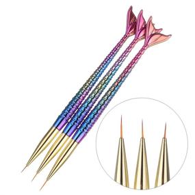 img 4 attached to WOKOTO Mermaid Fish Handle Fine Line Nail Art Detail Brush Set – 3Pcs/Set Including 3 Sizes of Liner and Striping Brushes