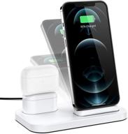 beacoo angle adjustable wireless charger: fast charging stand dock for iphone 12/se/11 pro max & airpods pro - 2 in 1 combo logo