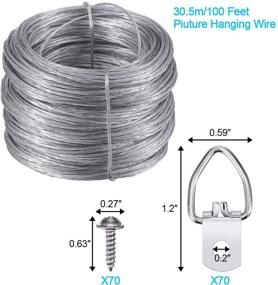 img 3 attached to 📸 EAONE Picture Hanging Kit - Complete Set with 100ft Hanging Wire & 70 D-Ring Hangers + 70 Silver Screws!