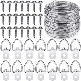img 4 attached to 📸 EAONE Picture Hanging Kit - Complete Set with 100ft Hanging Wire & 70 D-Ring Hangers + 70 Silver Screws!