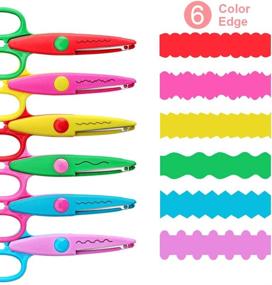 img 1 attached to 🎨 Asdirne Craft Scissors Decorative Edge Set - 6 Pattern ABS Resin Scrapbook Scissors: Safe for Kids, Smoothly Cutting, Funny & Colorful Designs