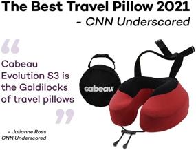 img 3 attached to Cabeau Evolution S3 Travel Pillow - Premium Memory Foam Neck Pillow with Attachment Straps - Doctor Recommended for Travel, Car, Office, and Gaming - Cardinal Red