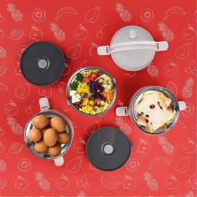 img 1 attached to 🌈 Leak-Proof Upgrade: Mr.Dakai Bento Box for Adults - 3-Tier Stainless Steel Stackable Thermal Food Container with Insulated Bag, Spoon, Fork - On-the-Go Meal and Snack Packing (Rainbow Round)