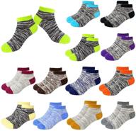 🧦 jamegio ankle athletic socks: 12 pairs of kids toddler half cushion low cut socks (ages 2-10) logo