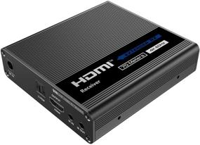 img 1 attached to WeJupit 4K@60Hz HDMI Extender with Single Cat6/6A/7 - Uncompressed Transmitter and Receiver, 230Ft Range, HDR 18Gbps, HDMI Loop-Out, Two Way IR, Optical Audio Output