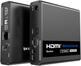 img 3 attached to WeJupit 4K@60Hz HDMI Extender with Single Cat6/6A/7 - Uncompressed Transmitter and Receiver, 230Ft Range, HDR 18Gbps, HDMI Loop-Out, Two Way IR, Optical Audio Output