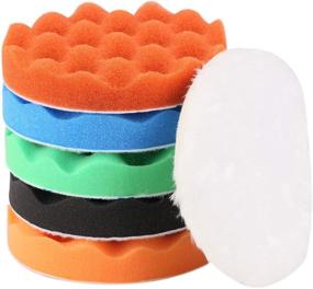 img 4 attached to 🚗 ZFE 6-Piece 6" Waffle Foam Buffing Pads Kit for Car Polisher Boat Polishing - High-Quality Polishing Pads & Wool Pad Set