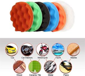 img 3 attached to 🚗 ZFE 6-Piece 6" Waffle Foam Buffing Pads Kit for Car Polisher Boat Polishing - High-Quality Polishing Pads & Wool Pad Set