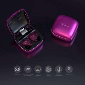 img 3 attached to 🎧 Asimom True Wireless Earbuds V5.0: TWS Bluetooth Earphones with Mic, Stereo Sound, Smart Touch | 30 Hours Playtime-Purple