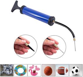 img 1 attached to ⚽️ TONUNI Portable Air Pump Kit - Inflator Pump with Needle, Nozzle, Extension Hose for Soccer, Basketball, Football, Volleyball, Water Polo, Rugby, Exercise, Sports Ball, Balloon, Swim Inflatables (Blue)