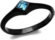 💍 women's stainless steel black engagement ring with princess cut sea blue cubic zirconia - marimor jewelry logo