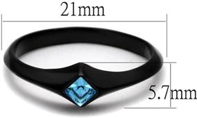 img 3 attached to 💍 Women's Stainless Steel Black Engagement Ring with Princess Cut Sea Blue Cubic Zirconia - Marimor Jewelry