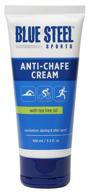 blue steel sports anti-chafe cream : enhanced with natural 🔵 tea tree oil, water and sweat resistant formula, non-sticky and non-greasy логотип