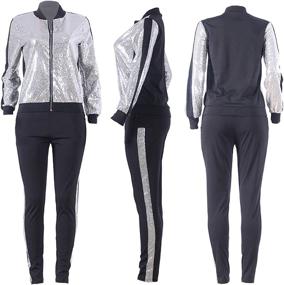 img 1 attached to 💫 Glitter Sequin Women's Long Sleeve Sweatshirts and Skinny Long Pants Set - Sparkling Two Piece Outfits