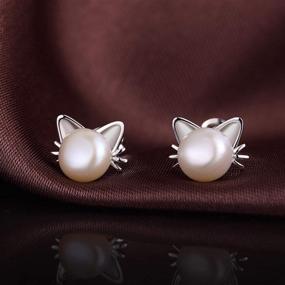 img 1 attached to 🌸 ZDaoBen 925 Sterling Silver Cat Pearl Earrings for Women Girls - Lovely Cat Jewelry Gift with Gift Box