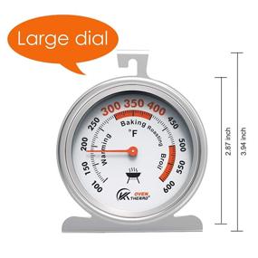 img 3 attached to 🌡️ 3 Inch Extra Large Oven Thermometer with Easy-to-Read Dial, NSF Certified for Accurate Temperature Monitoring, Large Hook and Panel Base for Convenient Hanging or Standing, Safe for Long-Time Kitchen Cooking (1 Unit)