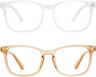 👓 lifeart blue light blocking glasses with spring hinge - 2 pairs, anti-eyestrain, computer reading, gaming, tv glasses for men and women - anti uv, champagne & clear (no magnification) logo