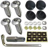 🔩 aootf stainless steel license plate screws - 30pc star anti-theft screw torx head security tamper resistant self-tapping license plate bolt license plate frame fastener set with black caps & anti-rattle pad logo