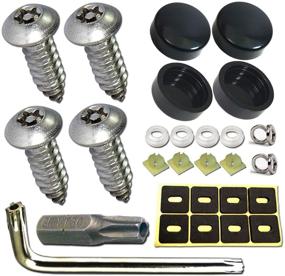 img 4 attached to 🔩 Aootf Stainless Steel License Plate Screws - 30PC Star Anti-Theft Screw Torx Head Security Tamper Resistant Self-Tapping License Plate Bolt License Plate Frame Fastener Set with Black Caps & Anti-Rattle Pad
