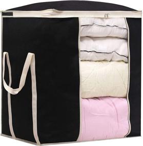 img 4 attached to MISSLO 120L King Comforters Storage Bag - Black, Reinforced Handles - Organize Blankets, Clothes, Sweaters, Beddings more efficiently!