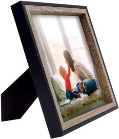 img 3 attached to 🖼️ Golden State Art 8x8 Tall and Split Molding Picture Frame - Easel and Sawtooth Hangers Included - Ideal for Weddings, Events, and Memories - Black/Grey - 1 Pack