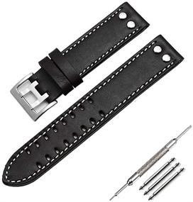 img 1 attached to Leather Watch Band Strap: 20mm / 👉 22mm, Ideal for Hamilton Khaki Field Aviation H70595593