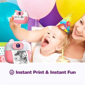 img 2 attached to 📸 Dragon Touch InstantFun2 Kids Camera with Dual Camera Lens, Print Paper, Cartoon Sticker, Color Pens, and Camera Bag - Perfect for Girls and Boys (Pink)